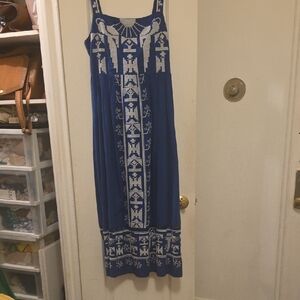 FARM Rio Blue and White Midi Dress